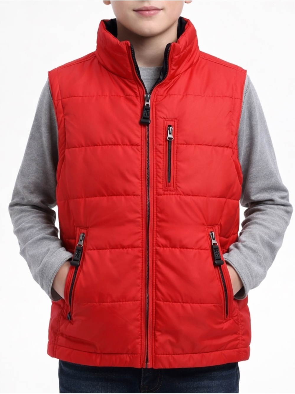 GAP Boys XL Red Puffer Vest Down Filled Lightweight Zip Winter Jacket Gorpcore